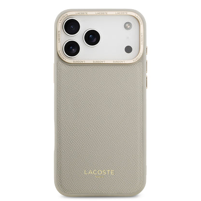 Apple iPhone 17 Pro Max Kılıf Lacoste Orjinal Lisanslı M-safe Şarj Özellikli Champs Elysees PU Deri Tasarımlı Kapak