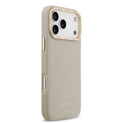 Apple iPhone 17 Pro Max Kılıf Lacoste Orjinal Lisanslı M-safe Şarj Özellikli Champs Elysees PU Deri Tasarımlı Kapak
