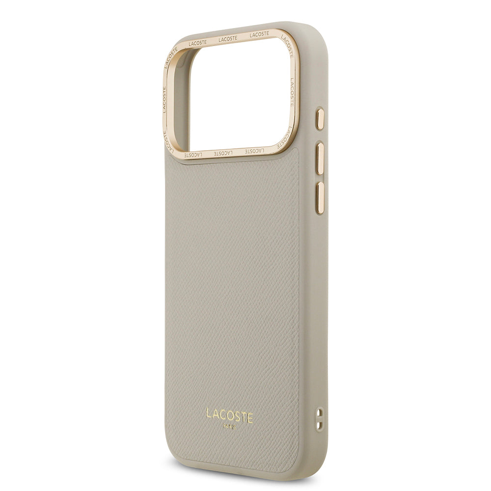 Apple iPhone 17 Pro Max Kılıf Lacoste Orjinal Lisanslı M-safe Şarj Özellikli Champs Elysees PU Deri Tasarımlı Kapak
