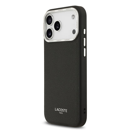 Apple iPhone 17 Pro Max Kılıf Lacoste Orjinal Lisanslı M-safe Şarj Özellikli Champs Elysees PU Deri Tasarımlı Kapak