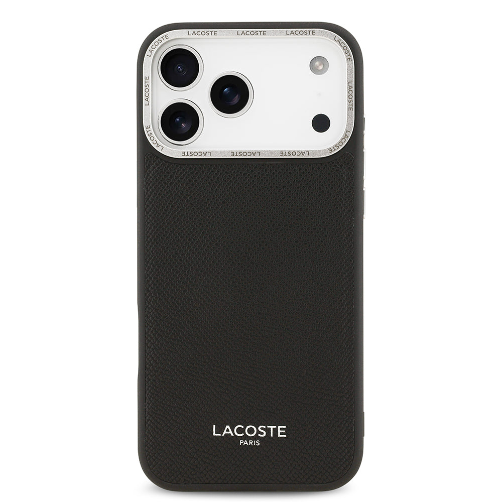 Apple iPhone 17 Pro Max Kılıf Lacoste Orjinal Lisanslı M-safe Şarj Özellikli Champs Elysees PU Deri Tasarımlı Kapak