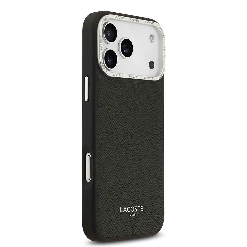 Apple iPhone 17 Pro Max Kılıf Lacoste Orjinal Lisanslı M-safe Şarj Özellikli Champs Elysees PU Deri Tasarımlı Kapak
