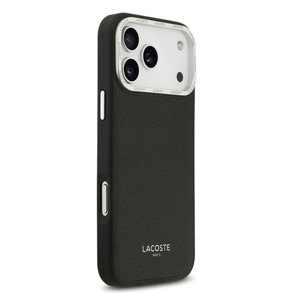 Apple iPhone 17 Pro Max Kılıf Lacoste Orjinal Lisanslı M-safe Şarj Özellikli Champs Elysees PU Deri Tasarımlı Kapak