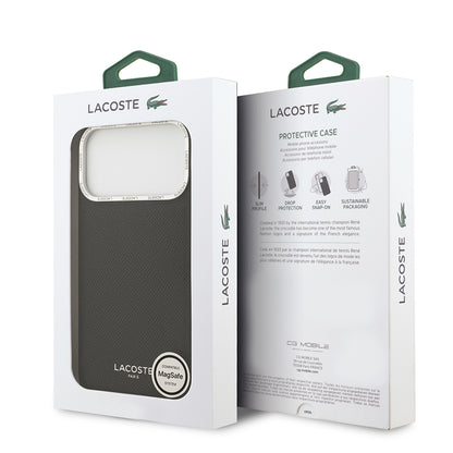 Apple iPhone 17 Pro Max Kılıf Lacoste Orjinal Lisanslı M-safe Şarj Özellikli Champs Elysees PU Deri Tasarımlı Kapak