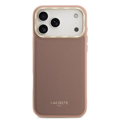 Apple iPhone 17 Pro Max Kılıf Lacoste Orjinal Lisanslı M-safe Şarj Özellikli Champs Elysees PU Deri Tasarımlı Kapak