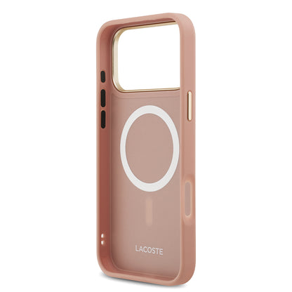 Apple iPhone 17 Pro Max Kılıf Lacoste Orjinal Lisanslı M-safe Şarj Özellikli Champs Elysees PU Deri Tasarımlı Kapak