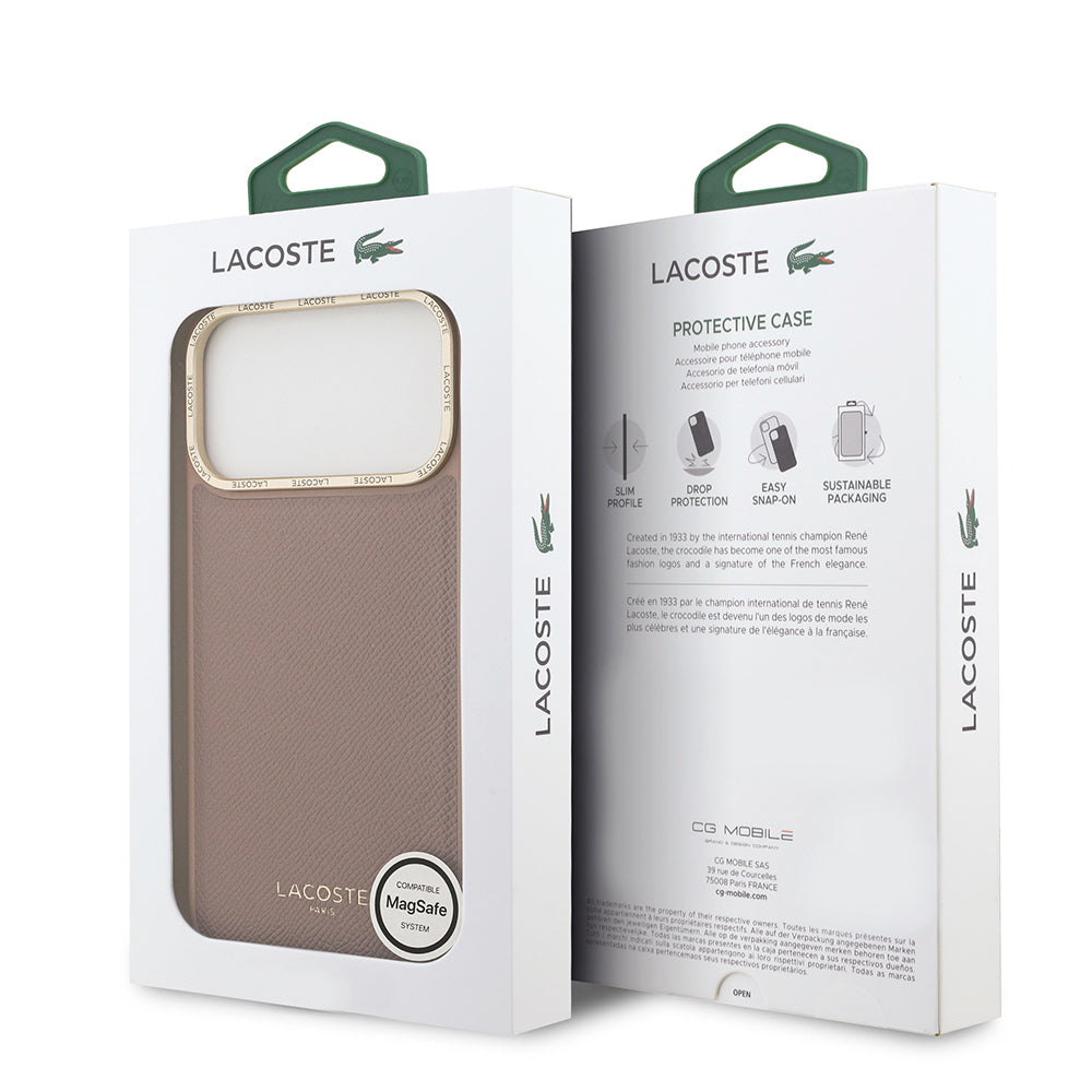 Apple iPhone 17 Pro Max Kılıf Lacoste Orjinal Lisanslı M-safe Şarj Özellikli Champs Elysees PU Deri Tasarımlı Kapak