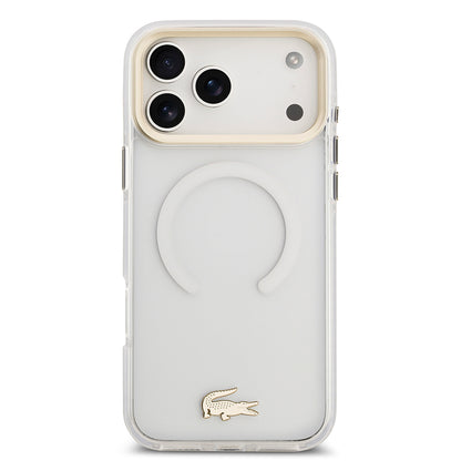 Apple iPhone 17 Pro Max Kılıf Lacoste Orjinal Lisanslı M-safe Şarj Özellikli Gold Timsah Logolu Buzlu Kapak