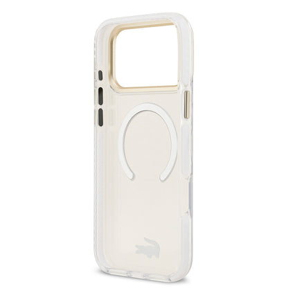 Apple iPhone 17 Pro Max Kılıf Lacoste Orjinal Lisanslı M-safe Şarj Özellikli Gold Timsah Logolu Buzlu Kapak