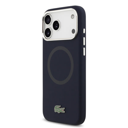 Apple iPhone 17 Pro Max Kılıf Lacoste Orjinal Lisanslı M-safe Şarj Özellikli İkonik Logolu Metal Kamera Çerçeveli Silikon Kapak