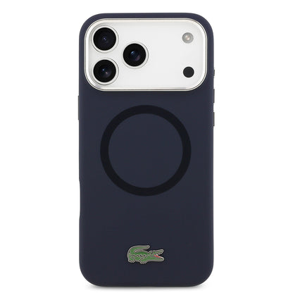 Apple iPhone 17 Pro Max Kılıf Lacoste Orjinal Lisanslı M-safe Şarj Özellikli İkonik Logolu Metal Kamera Çerçeveli Silikon Kapak
