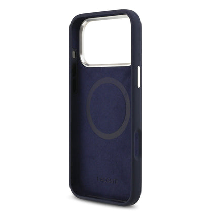 Apple iPhone 17 Pro Max Kılıf Lacoste Orjinal Lisanslı M-safe Şarj Özellikli İkonik Logolu Metal Kamera Çerçeveli Silikon Kapak