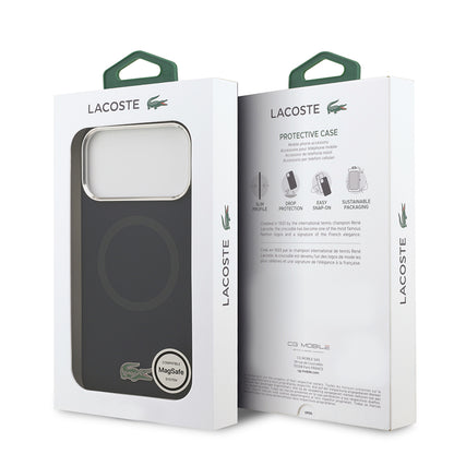 Apple iPhone 17 Pro Max Kılıf Lacoste Orjinal Lisanslı M-safe Şarj Özellikli İkonik Logolu Metal Kamera Çerçeveli Silikon Kapak