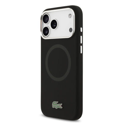 Apple iPhone 17 Pro Max Kılıf Lacoste Orjinal Lisanslı M-safe Şarj Özellikli İkonik Logolu Metal Kamera Çerçeveli Silikon Kapak