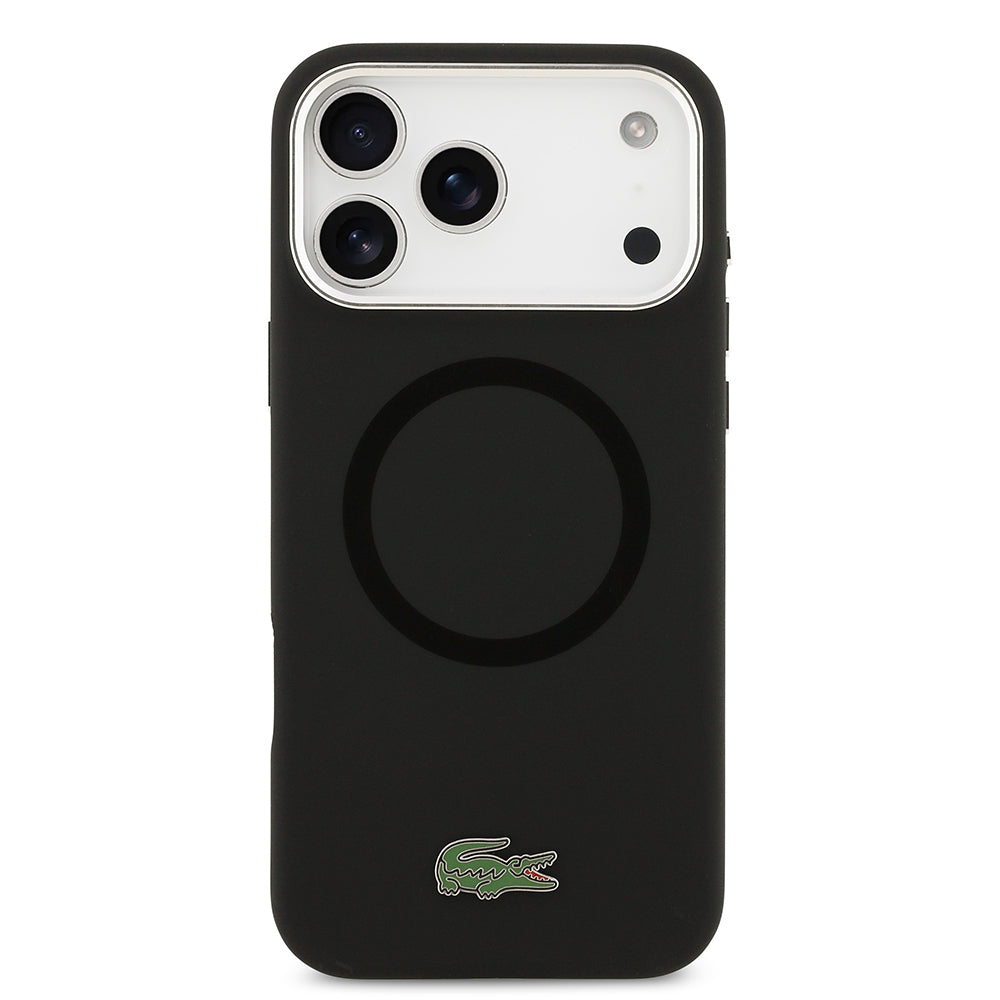 Apple iPhone 17 Pro Max Kılıf Lacoste Orjinal Lisanslı M-safe Şarj Özellikli İkonik Logolu Metal Kamera Çerçeveli Silikon Kapak