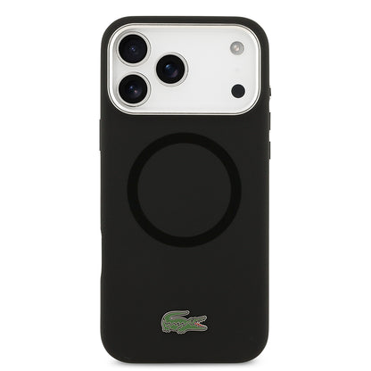 Apple iPhone 17 Pro Max Kılıf Lacoste Orjinal Lisanslı M-safe Şarj Özellikli İkonik Logolu Metal Kamera Çerçeveli Silikon Kapak