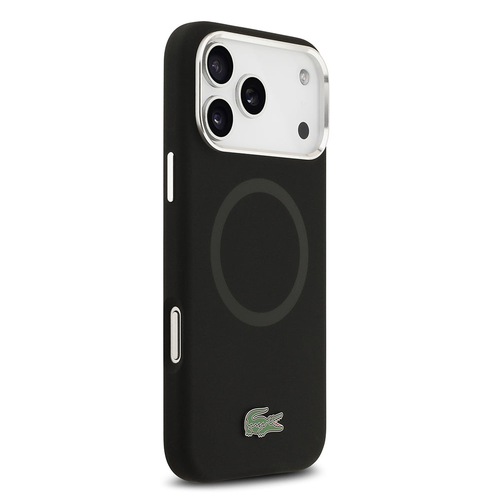 Apple iPhone 17 Pro Max Kılıf Lacoste Orjinal Lisanslı M-safe Şarj Özellikli İkonik Logolu Metal Kamera Çerçeveli Silikon Kapak