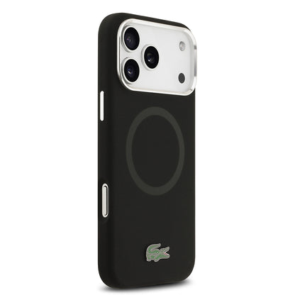 Apple iPhone 17 Pro Max Kılıf Lacoste Orjinal Lisanslı M-safe Şarj Özellikli İkonik Logolu Metal Kamera Çerçeveli Silikon Kapak