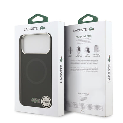 Apple iPhone 17 Pro Max Kılıf Lacoste Orjinal Lisanslı M-safe Şarj Özellikli İkonik Logolu Metal Kamera Çerçeveli Silikon Kapak