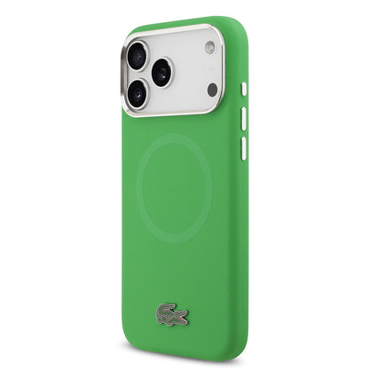 Apple iPhone 17 Pro Max Kılıf Lacoste Orjinal Lisanslı M-safe Şarj Özellikli İkonik Logolu Metal Kamera Çerçeveli Silikon Kapak