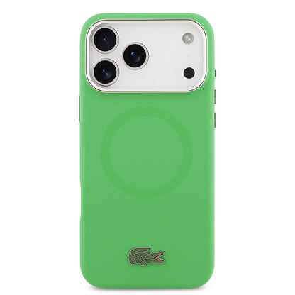 Apple iPhone 17 Pro Max Kılıf Lacoste Orjinal Lisanslı M-safe Şarj Özellikli İkonik Logolu Metal Kamera Çerçeveli Silikon Kapak