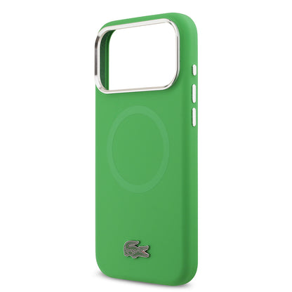 Apple iPhone 17 Pro Max Kılıf Lacoste Orjinal Lisanslı M-safe Şarj Özellikli İkonik Logolu Metal Kamera Çerçeveli Silikon Kapak