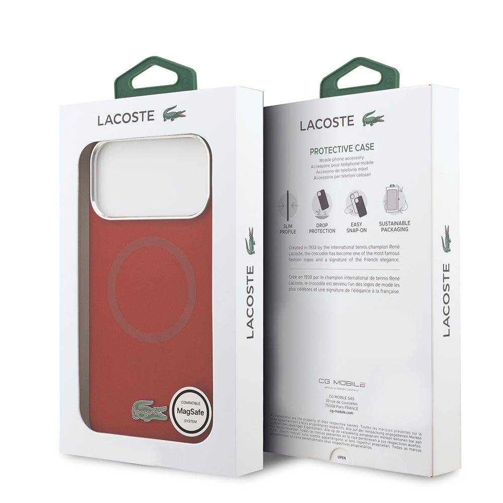Apple iPhone 17 Pro Max Kılıf Lacoste Orjinal Lisanslı M-safe Şarj Özellikli İkonik Logolu Metal Kamera Çerçeveli Silikon Kapak