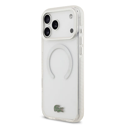 Apple iPhone 17 Pro Max Kılıf Lacoste Orjinal Lisanslı M-safe Şarj Özellikli İkonik Timsah Logolu Buzlu Kapak
