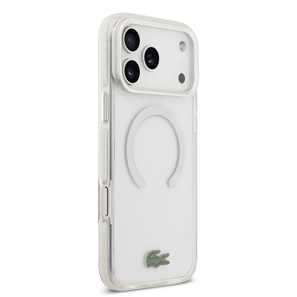 Apple iPhone 17 Pro Max Kılıf Lacoste Orjinal Lisanslı M-safe Şarj Özellikli İkonik Timsah Logolu Buzlu Kapak