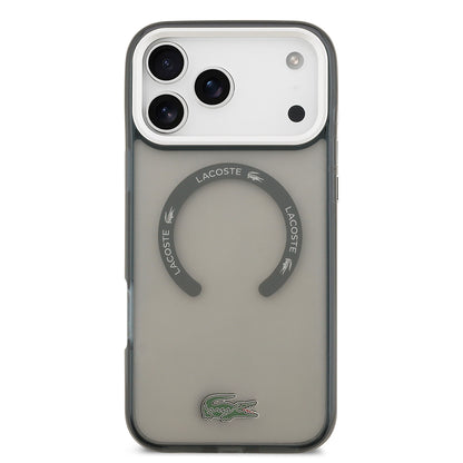 Apple iPhone 17 Pro Max Kılıf Lacoste Orjinal Lisanslı M-safe Şarj Özellikli İkonik Timsah Logolu Buzlu Kapak