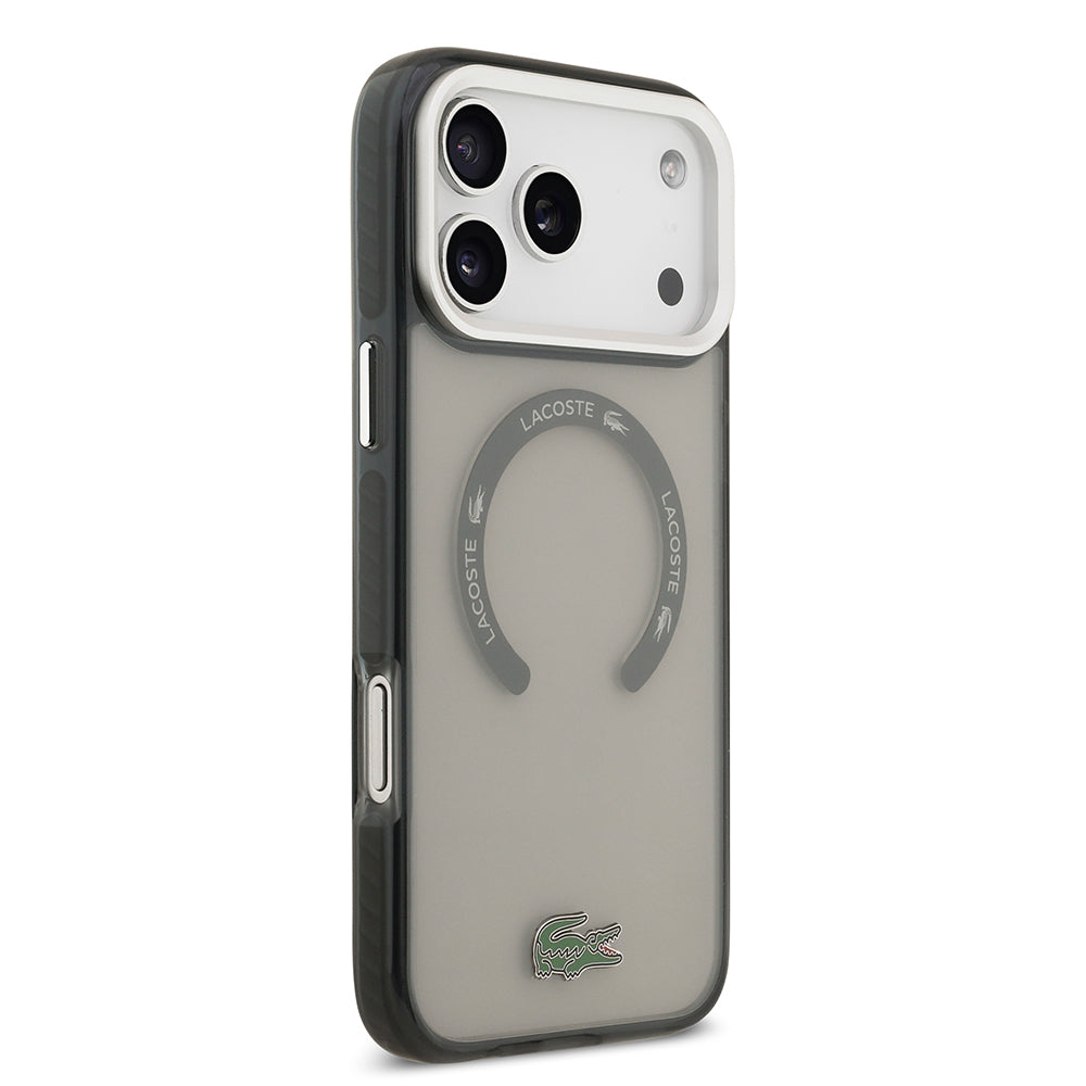 Apple iPhone 17 Pro Max Kılıf Lacoste Orjinal Lisanslı M-safe Şarj Özellikli İkonik Timsah Logolu Buzlu Kapak