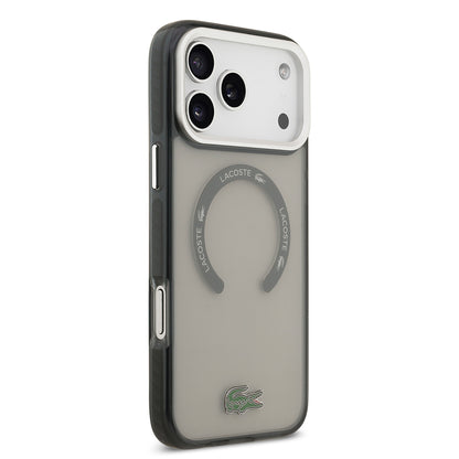 Apple iPhone 17 Pro Max Kılıf Lacoste Orjinal Lisanslı M-safe Şarj Özellikli İkonik Timsah Logolu Buzlu Kapak