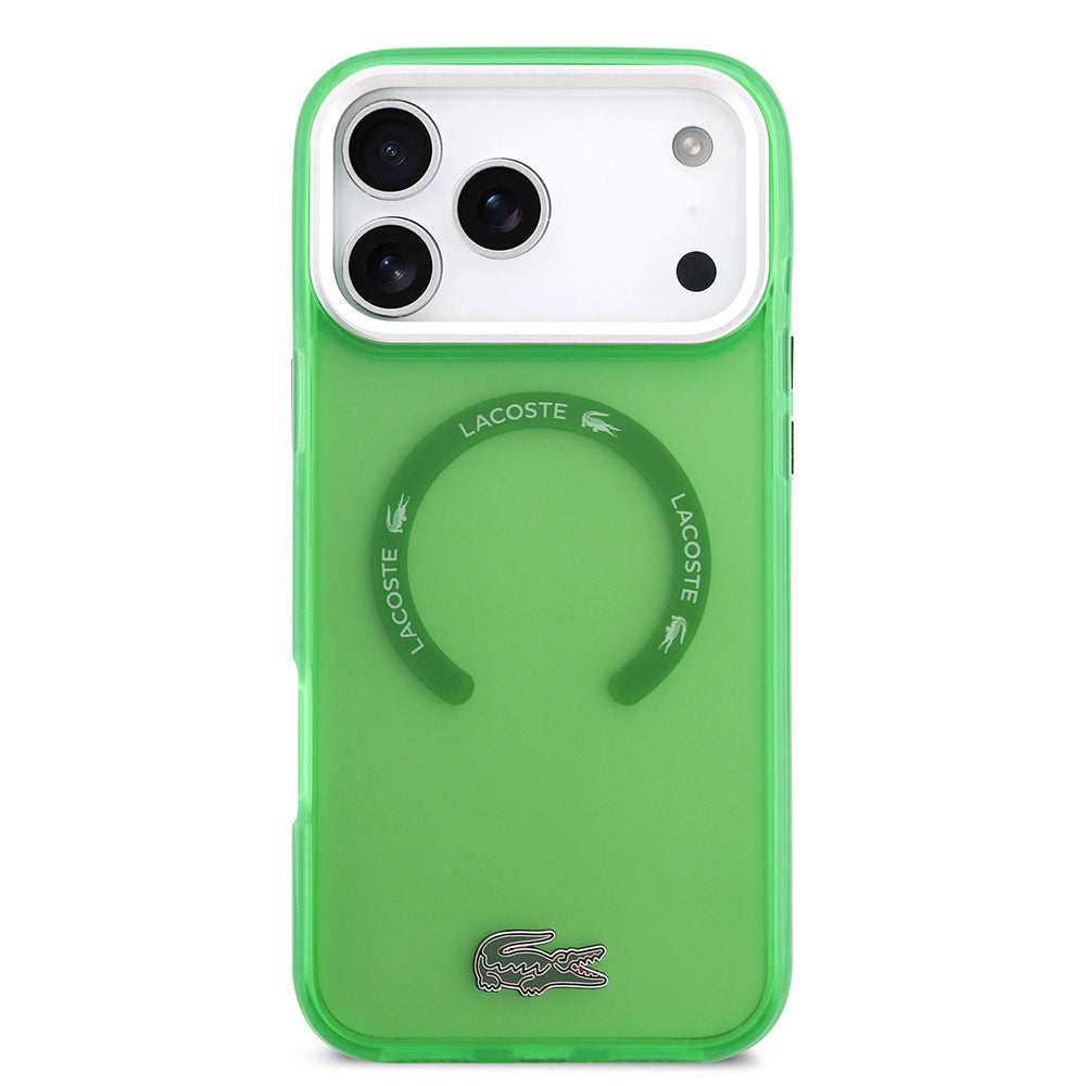 Apple iPhone 17 Pro Max Kılıf Lacoste Orjinal Lisanslı M-safe Şarj Özellikli İkonik Timsah Logolu Buzlu Kapak