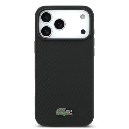 Apple iPhone 17 Pro Max Kılıf Lacoste Orjinal Lisanslı M-safe Şarj Özellikli PU Pike Desenli Metal Logolu Kartlıklı Kapak