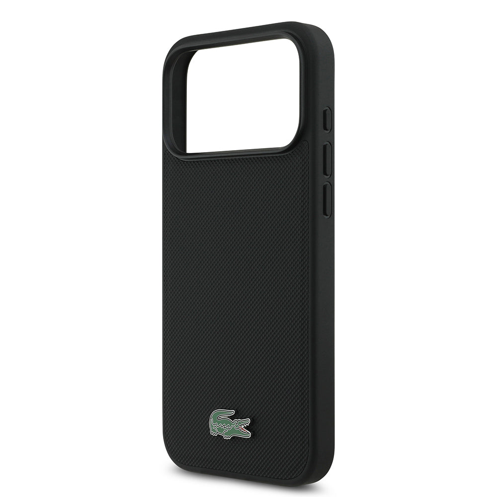 Apple iPhone 17 Pro Max Kılıf Lacoste Orjinal Lisanslı M-safe Şarj Özellikli PU Pike Desenli Metal Logolu Kartlıklı Kapak
