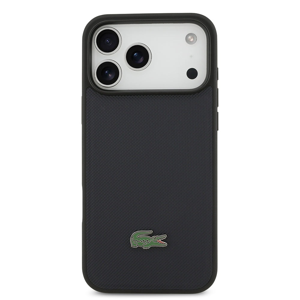 Apple iPhone 17 Pro Max Kılıf Lacoste Orjinal Lisanslı M-safe Şarj Özellikli PU Pike Desenli Metal Logolu Kartlıklı Kapak