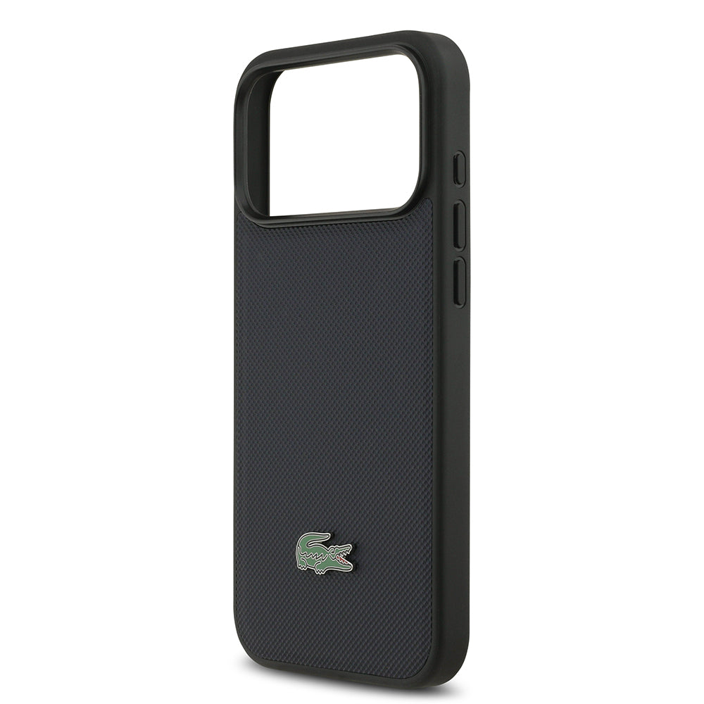 Apple iPhone 17 Pro Max Kılıf Lacoste Orjinal Lisanslı M-safe Şarj Özellikli PU Pike Desenli Metal Logolu Kartlıklı Kapak