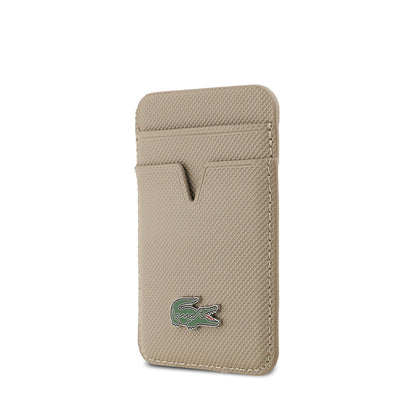 Apple iPhone 17 Pro Max Kılıf Lacoste Orjinal Lisanslı M-safe Şarj Özellikli PU Pike Desenli Metal Logolu Kartlıklı Kapak