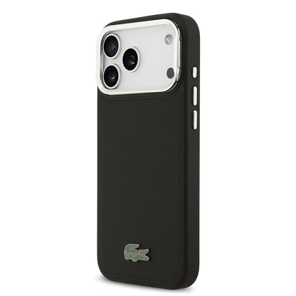 Apple iPhone 17 Pro Max Kılıf Lacoste Orjinal Lisanslı M-safe Şarj Özellikli PU Pike Desenli Standlı Metal Logolu Kapak