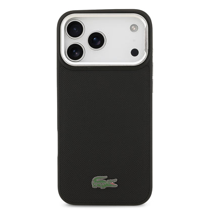 Apple iPhone 17 Pro Max Kılıf Lacoste Orjinal Lisanslı M-safe Şarj Özellikli PU Pike Desenli Standlı Metal Logolu Kapak