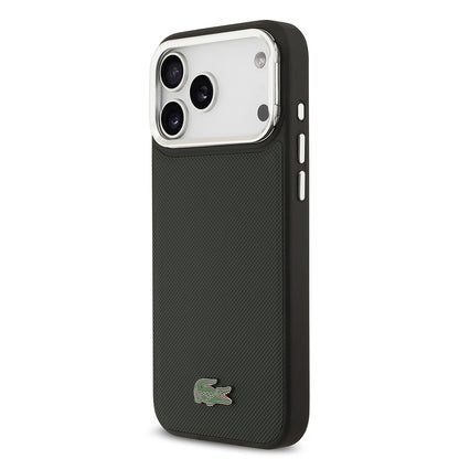 Apple iPhone 17 Pro Max Kılıf Lacoste Orjinal Lisanslı M-safe Şarj Özellikli PU Pike Desenli Standlı Metal Logolu Kapak