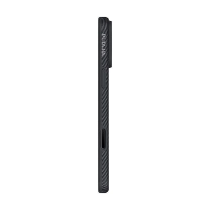 Apple iPhone 17 Pro Max Kılıf M-safe Şarj Özellikli 1500D Aramid Fiber Pitaka Military-Grade Classic Serisi Black-Grey Twill Kapak
