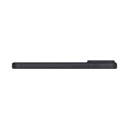 Apple iPhone 17 Pro Max Kılıf M-safe Şarj Özellikli 1500D Aramid Fiber Pitaka Military-Grade Classic Serisi Black-Grey Twill Kapak