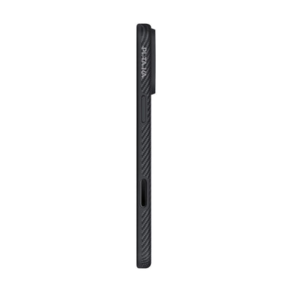 Apple iPhone 17 Pro Max Kılıf M-safe Şarj Özellikli 1500D Aramid Fiber Pitaka Military-Grade Classic Serisi Black-Grey Twill Kapak