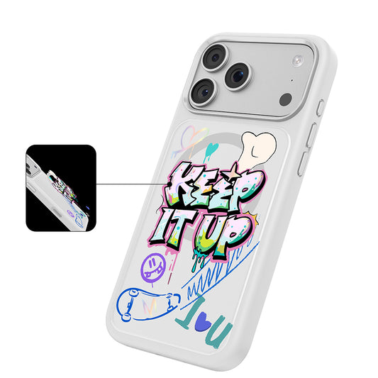 Apple iPhone 17 Pro Max Kılıf M-safe Şarj Özellikli 3D Baskılı Tasarım Mutural Graffiti Serisi Kapak