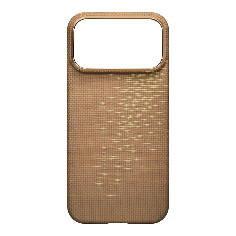 Apple iPhone 17 Pro Max Kılıf M-safe Şarj Özellikli Aramid Fiber Pitaka Glints of Gold Ultra Slim Serisi Kapak