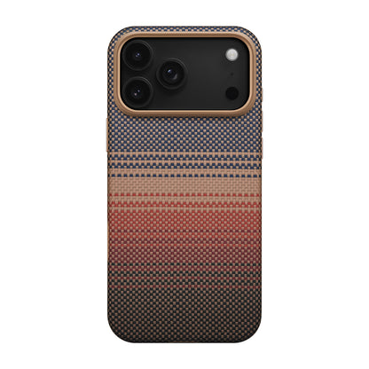 Apple iPhone 17 Pro Max Kılıf M-safe Şarj Özellikli Aramid Fiber Pitaka Military-Grade Sunset-Moonrise Serisi Kapak