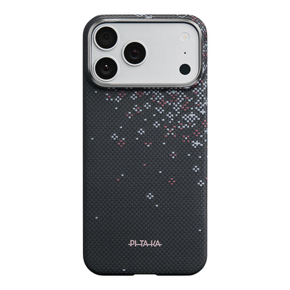Apple iPhone 17 Pro Max Kılıf M-safe Şarj Özellikli Aramid Karbon Fiber Pitaka Sakura Hours Serisi Kapak