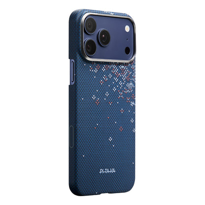Apple iPhone 17 Pro Max Kılıf M-safe Şarj Özellikli Aramid Karbon Fiber Pitaka Sakura Hours Serisi Kapak