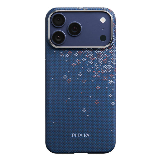 Apple iPhone 17 Pro Max Kılıf M-safe Şarj Özellikli Aramid Karbon Fiber Pitaka Sakura Hours Serisi Kapak
